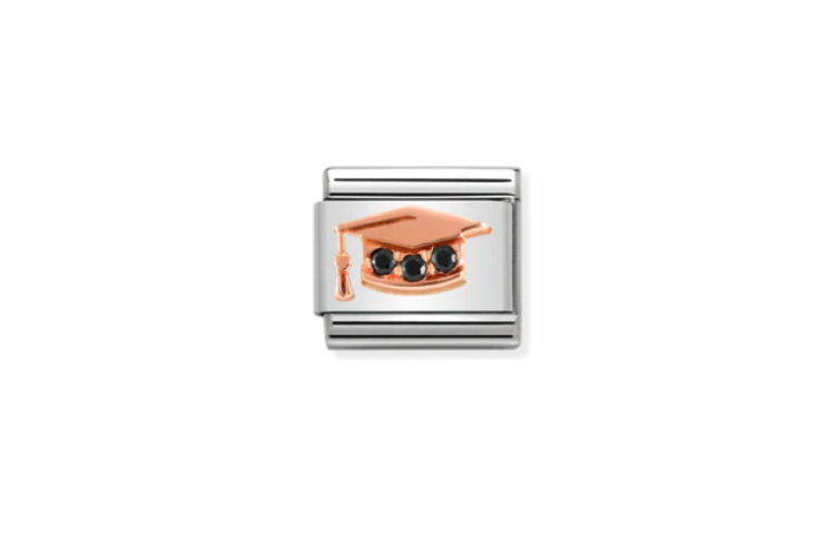 Rose Gold Black Stone Graduation Hat Link