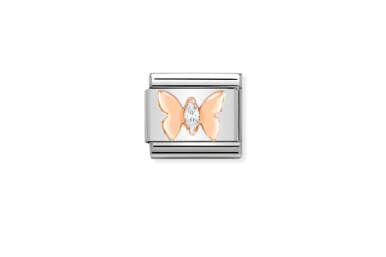 Rose Gold Butterfly with Stone Link