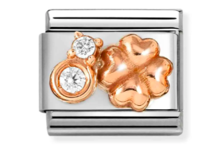 Rose Gold Clover with 2 CZ Link 