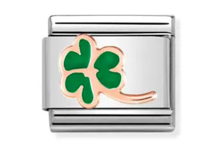 Rose Gold Clover with stem Link 