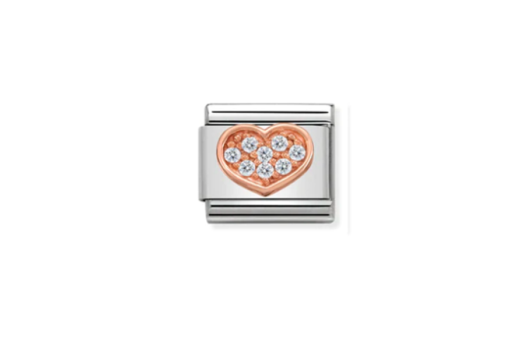 Rose Gold Cubic Zirconia Heart Link