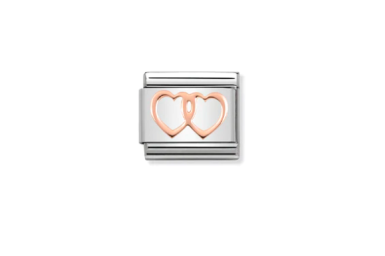 Rose Gold Double Hearts Link