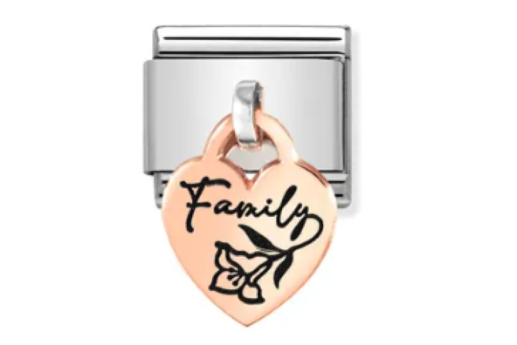 Rose Gold Family Heart Pendant Link
