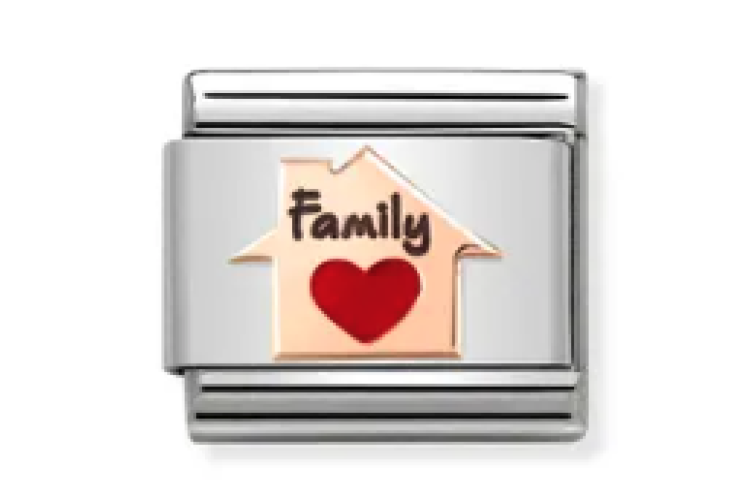 Rose Gold Family Home with Red Heart Link