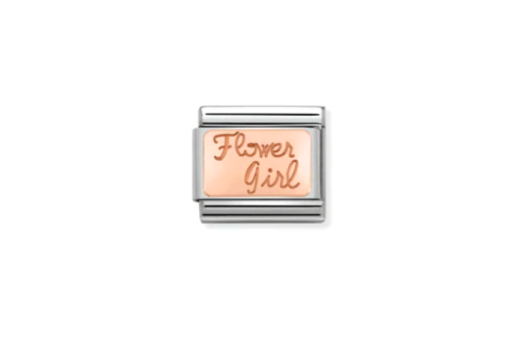 Rose Gold Flower Girl Engraved Link