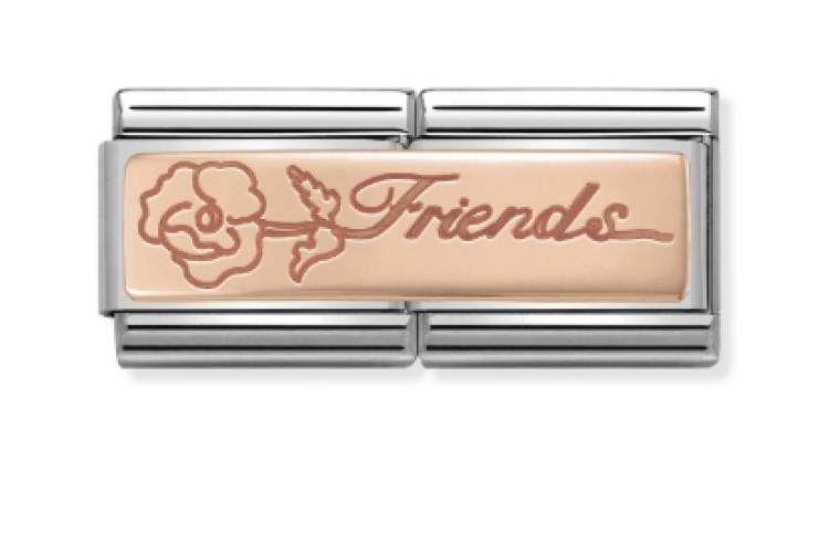 Rose Gold Back Friends with Flower Double Link