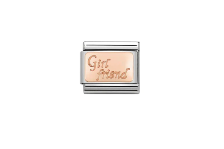 Rose Gold Girl Friend Engraved Link