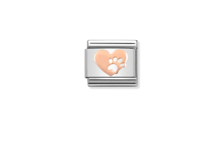 Rose Gold Heart with Footprints Link