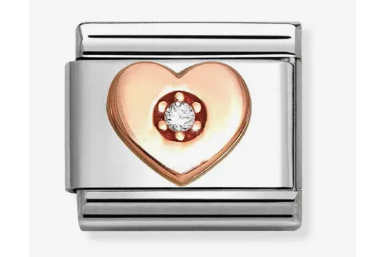 Rose Gold Heart with Single Stone Link