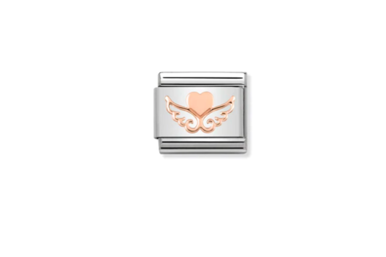 Rose Gold Heart with Wings Link