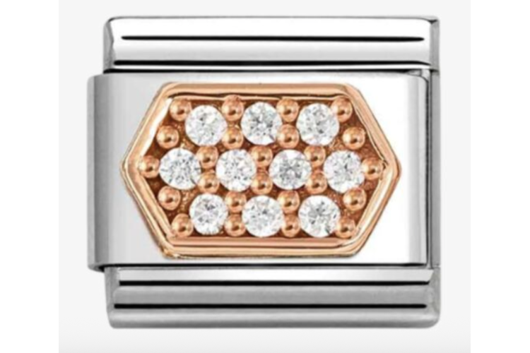 Rose Gold Hexagon with Stones Link