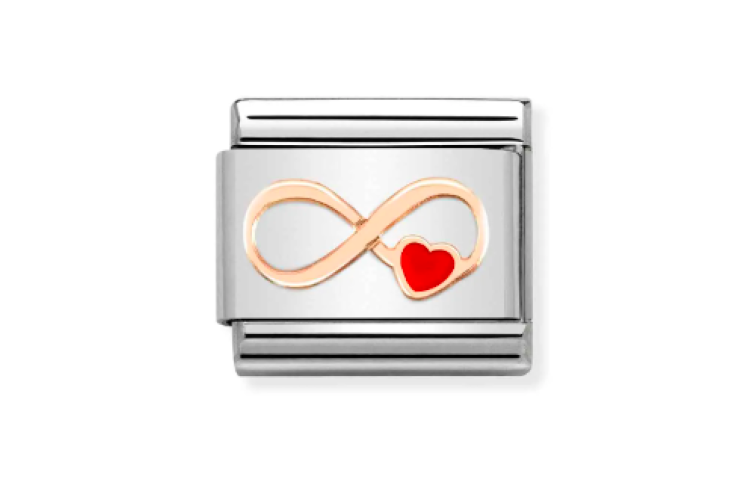 rose gold infinity with red heart 