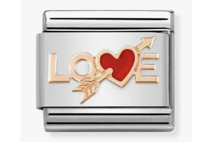 Rose Gold Love with Red Heart and Arrow Link