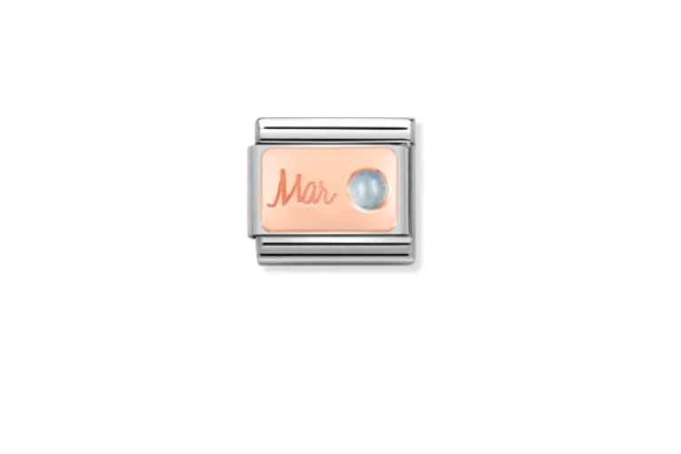 Rose Gold March Aquamarine Link