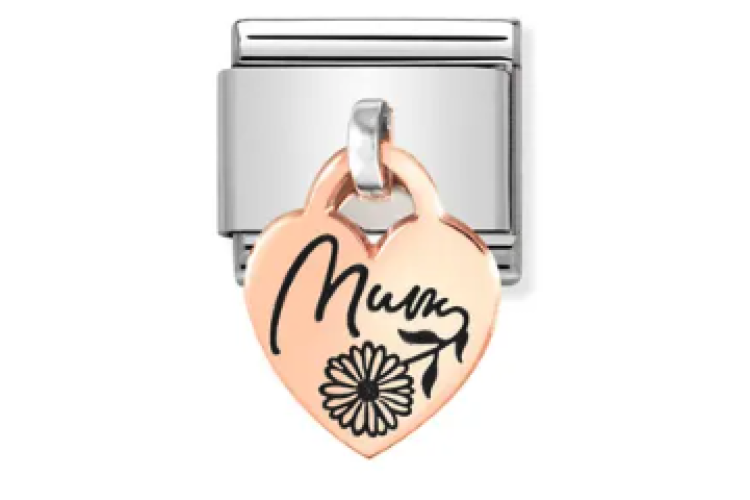 Rose Gold Mum Heart Pendant Link