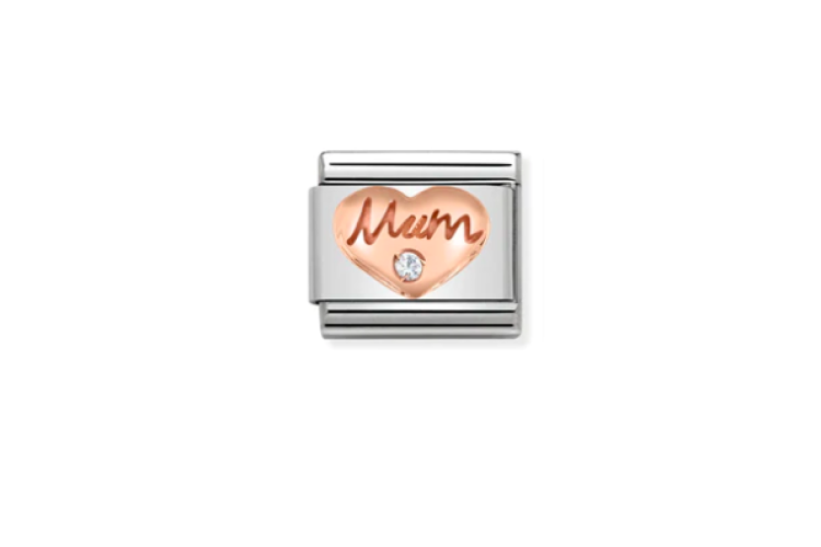 Rose Gold Mum Heart with Stone Link