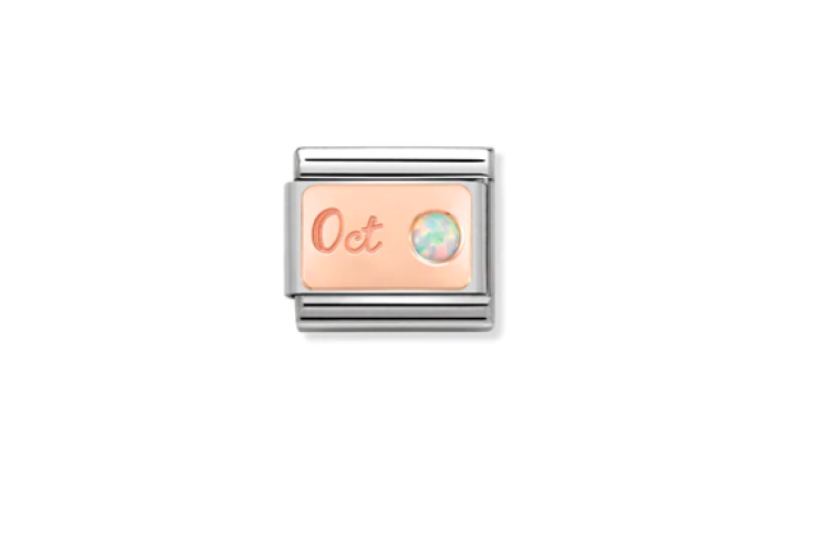 Rose Gold October White Opal Link