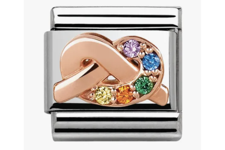 Rose Gold Promise Knot with Colourful Stones Link