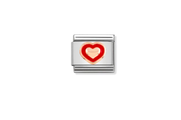 Rose Gold Red Border Heart Link