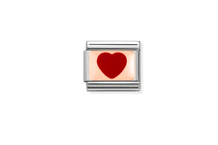 Rose Gold Red Heart Link