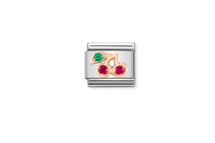 Rose Gold Red Stone Cherries Link
