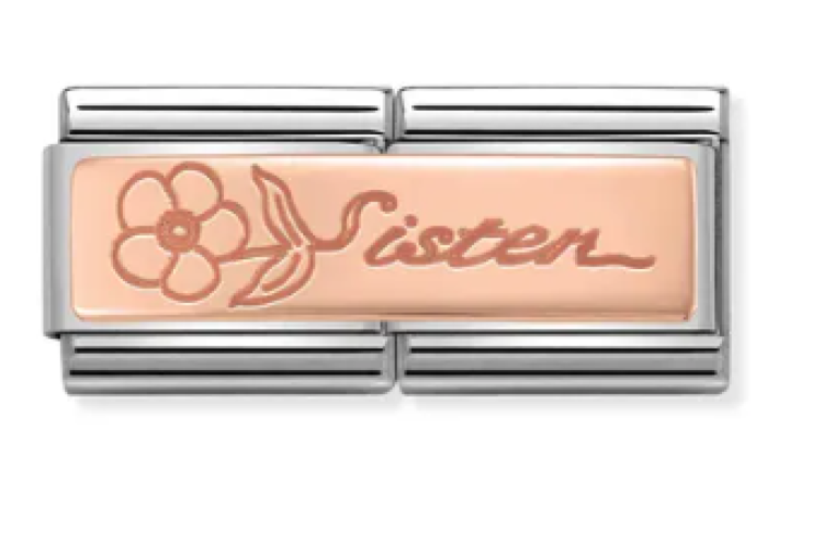 Rose Gold Sister with Flower Double Link