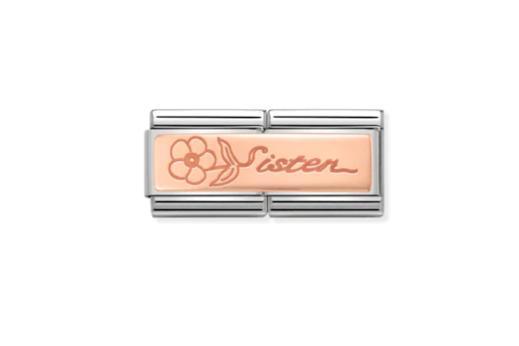 Rose Gold Sister with Flower Double Link 
