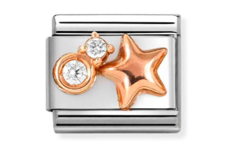 Rose Gold Star with 2 CZ Link 