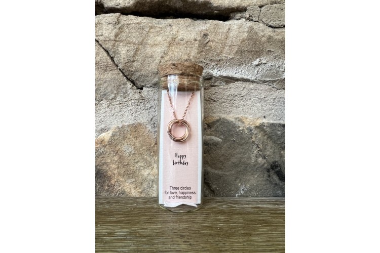 Rose Gold Three Circles Birthday Necklace