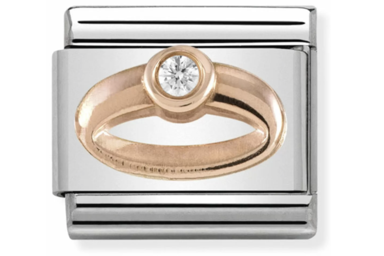Rose Gold Wedding Ring with Stone Link