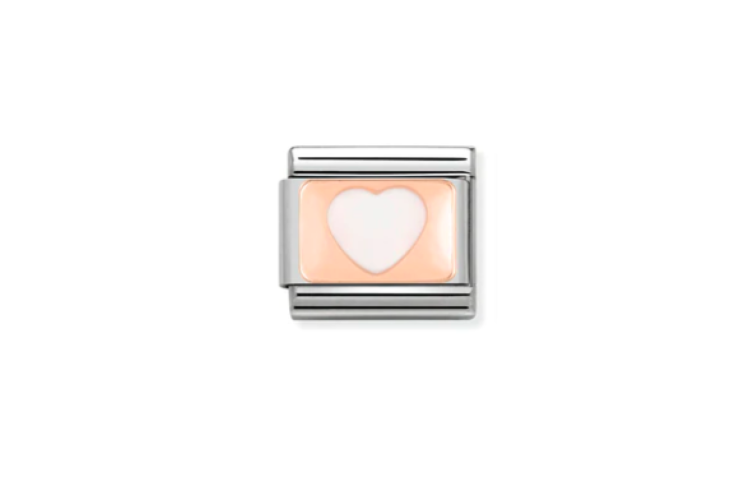Rose Gold White Heart Link