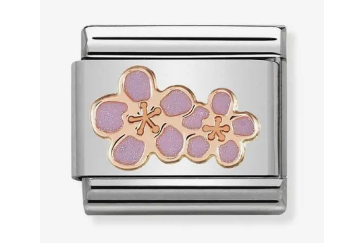 Rose Gold with Pink Double Flower Link