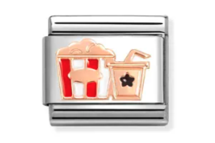 Rose Gold with Red Popcorn Link