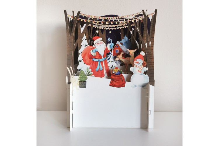 Santa and Snowman 3D Pop Up Greeting Card