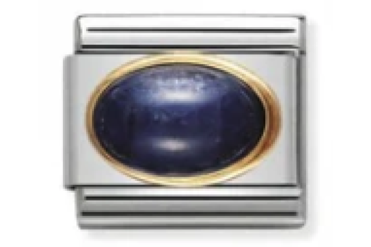 Sapphire Oval Stone with Plain Gold Border Link