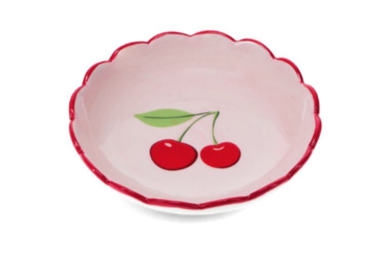 Scalloped Ceramic Trinket Dish - Cherry