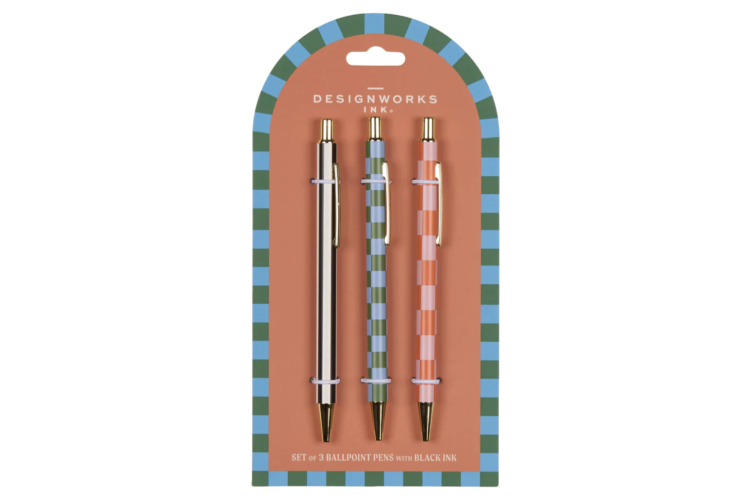 Set of 3 Pens - Stripes & Checks