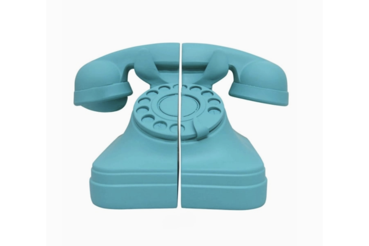 Set of Matt Aqua Blue Telephone Bookends