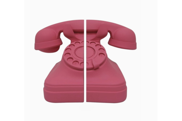 Set of Matt Pink Telephone Bookends