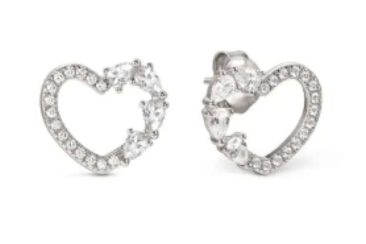 Shine Me Up Heart Earrings Silver