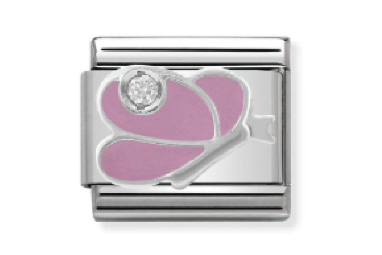 Silver and Pink Butterfly with Stone Link