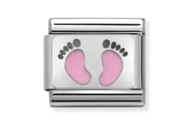 Silver and Pink Footprints Link