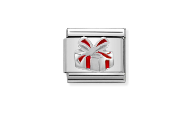 silver and red christmas present 
