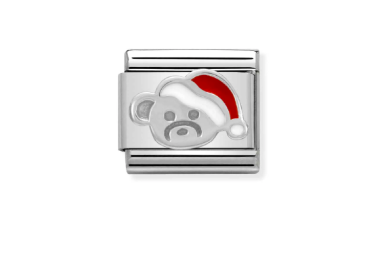 silver bear with santa hat