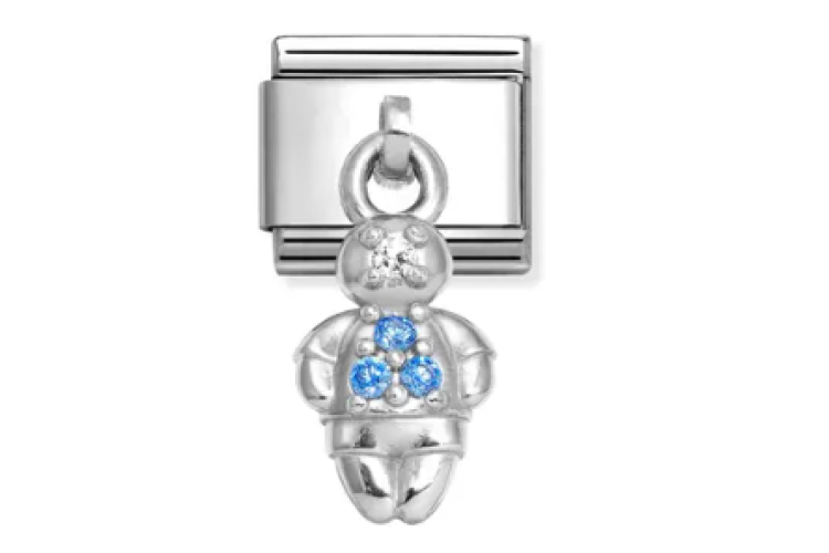 Silver Boy with Blue Stones Pendant Link