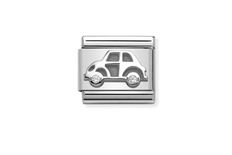 silver car with stone