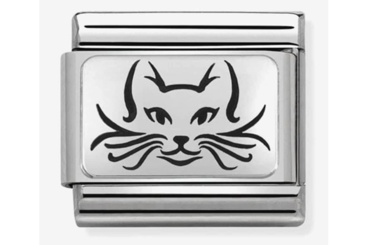 Silver Cat Face Link
