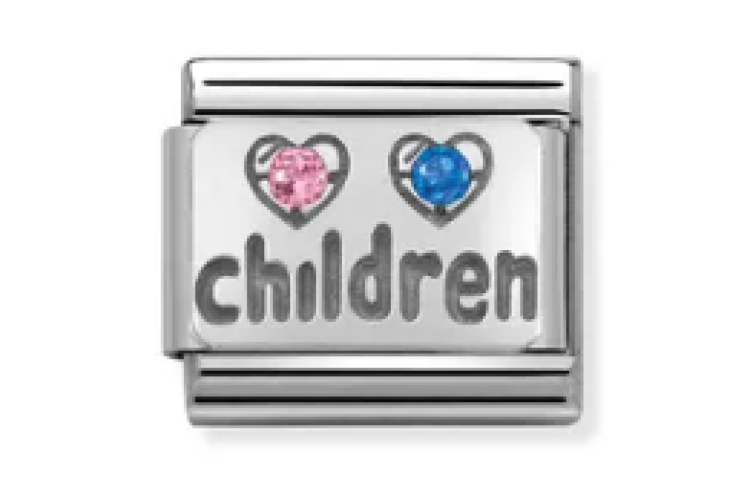 Silver Children with Blue and Pink Stones Link