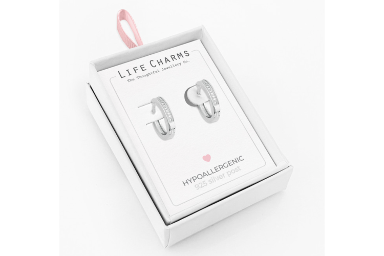 Silver Crystal Hoop Earrings