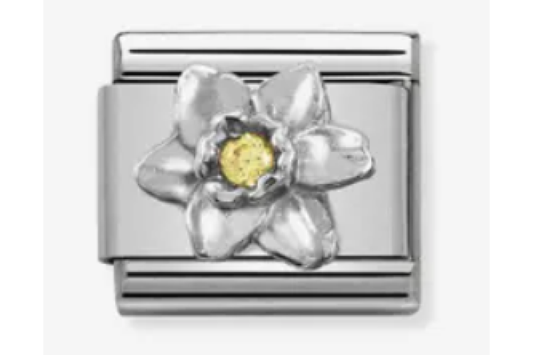 Silver Daffodil with Yellow Stone Link